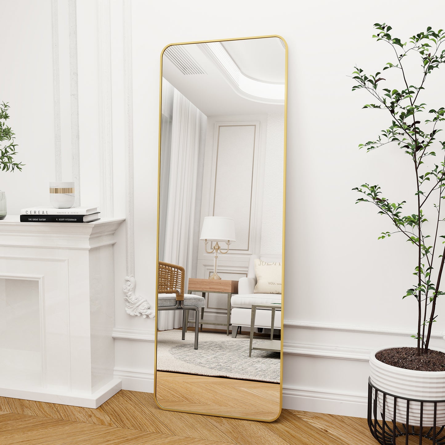 64 x 21 Full Length Floor Mirror with Rounded Corners