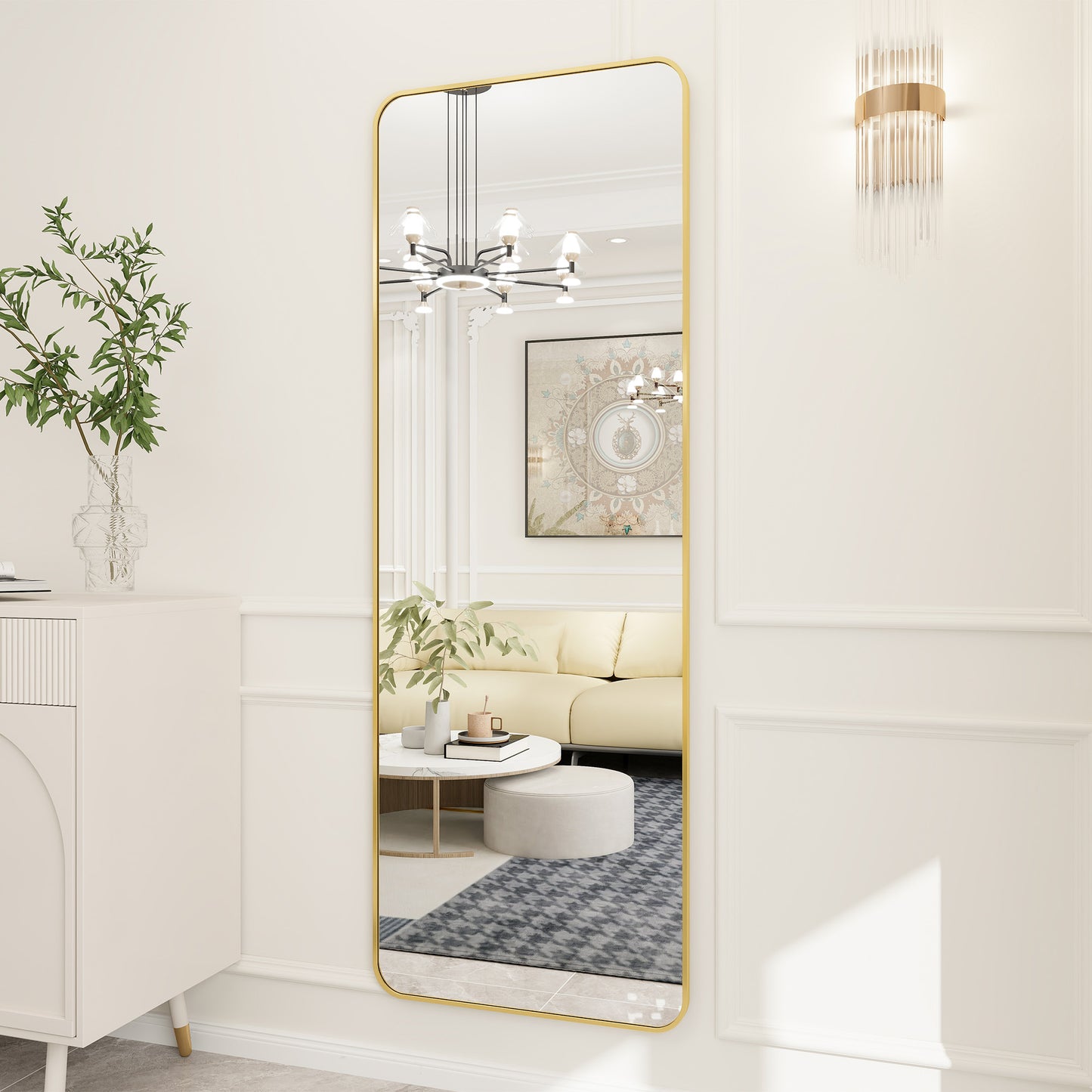 64 x 21 Full Length Floor Mirror with Rounded Corners