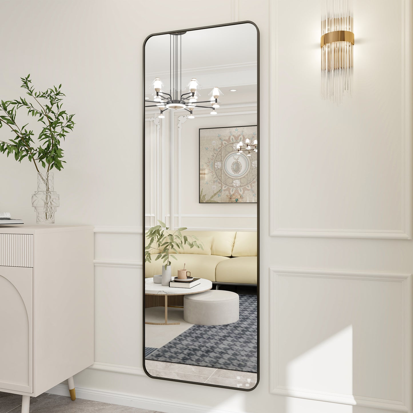 64 x 21 Full Length Floor Mirror with Rounded Corners