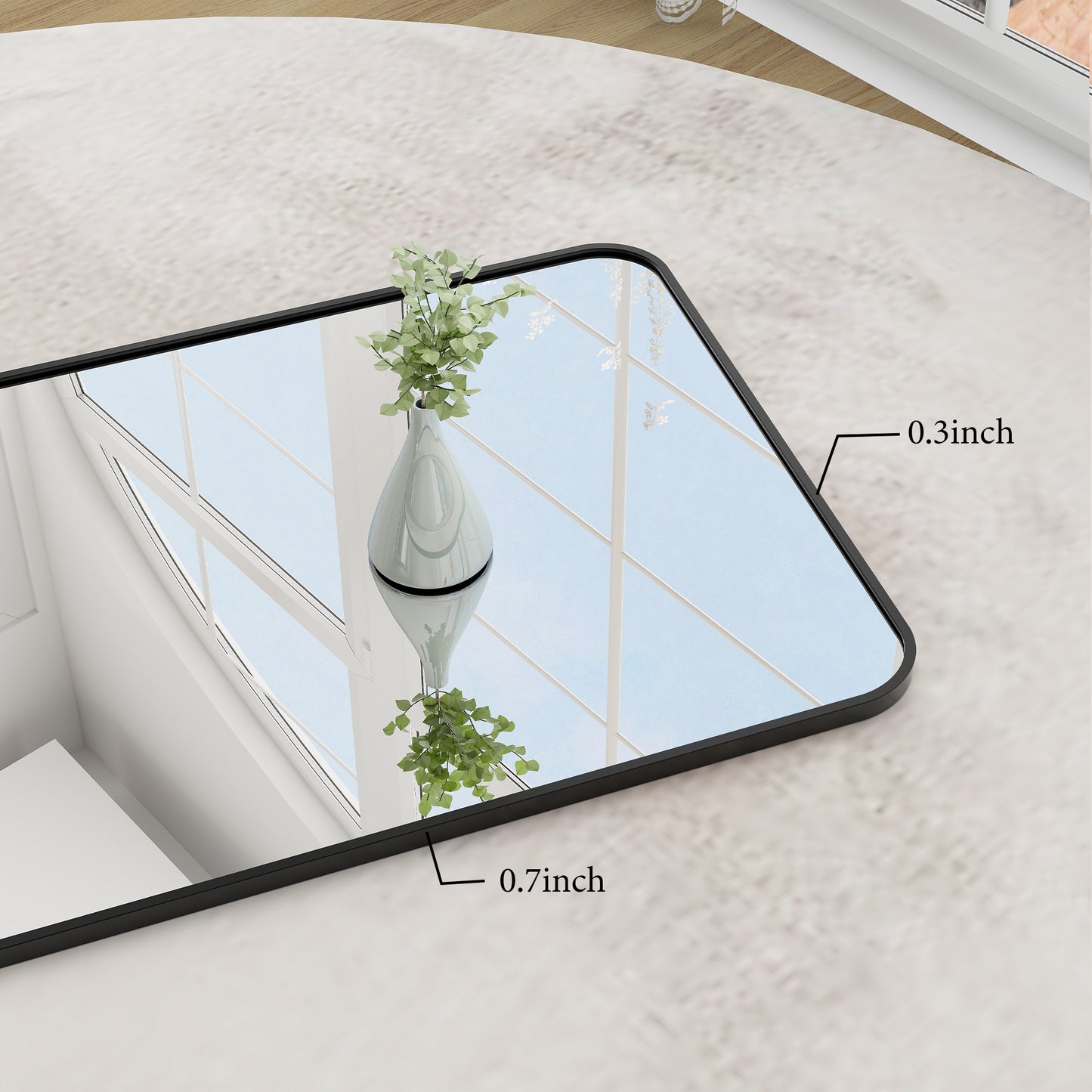 64 x 21 Full Length Floor Mirror with Rounded Corners