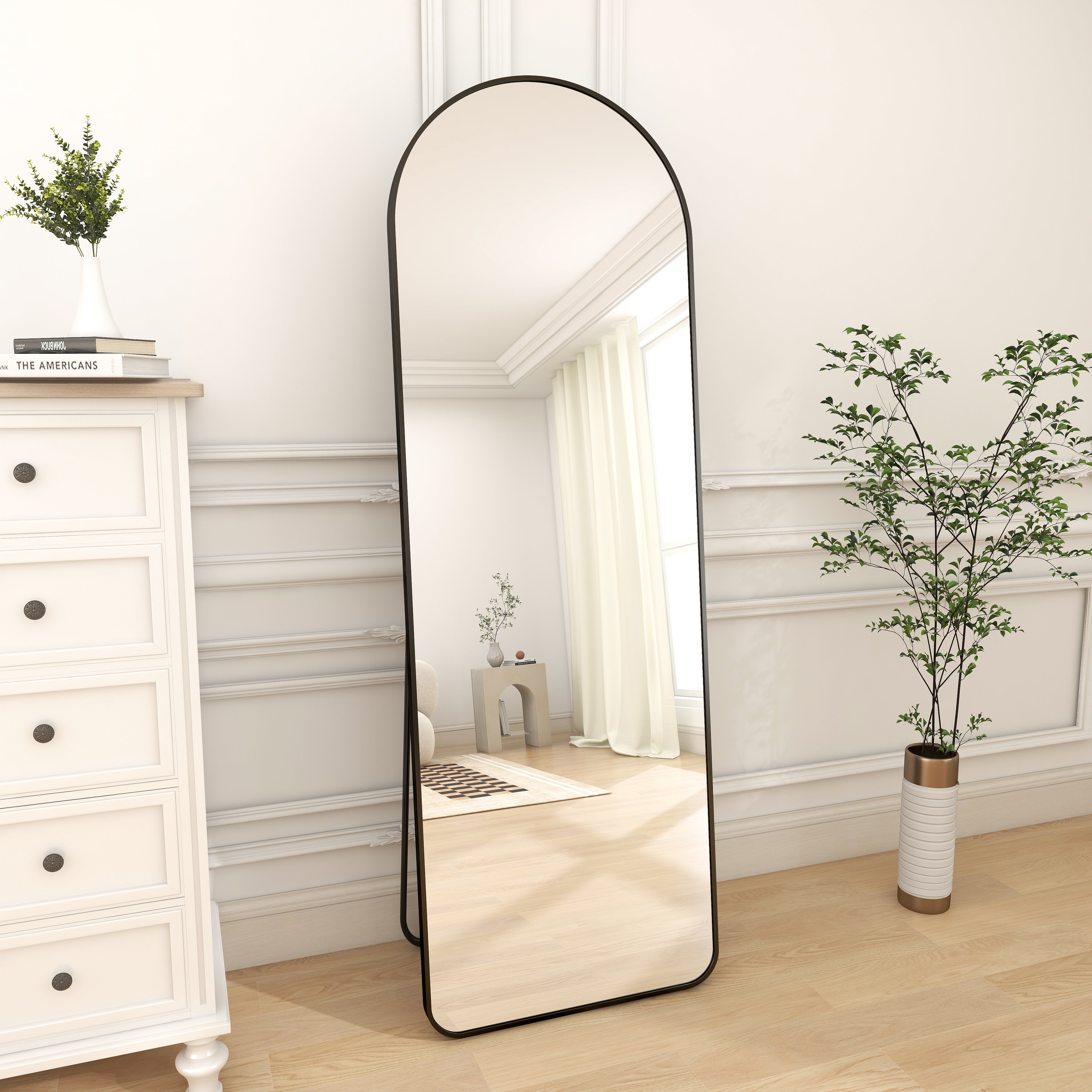 64x21 Arch Full Length Mirror Standing Mirror with Round Corners ...