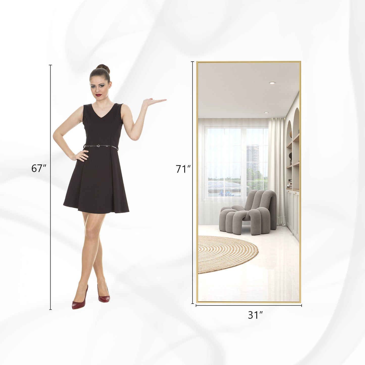 Large Full Length Mirror Rectangle Standing Mirror Wall Mirror