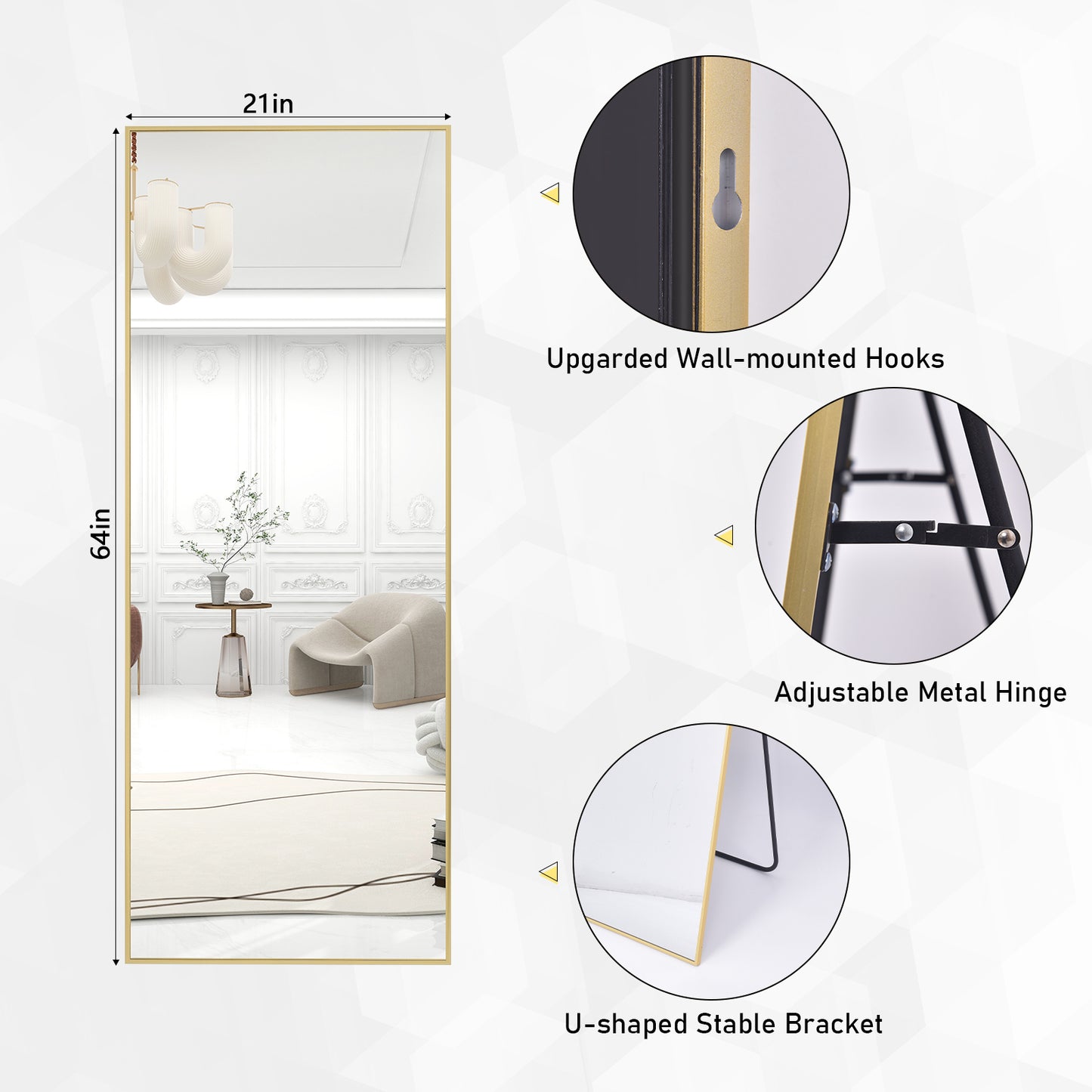 Large Full Length Mirror Rectangle Standing Mirror Wall Mirror