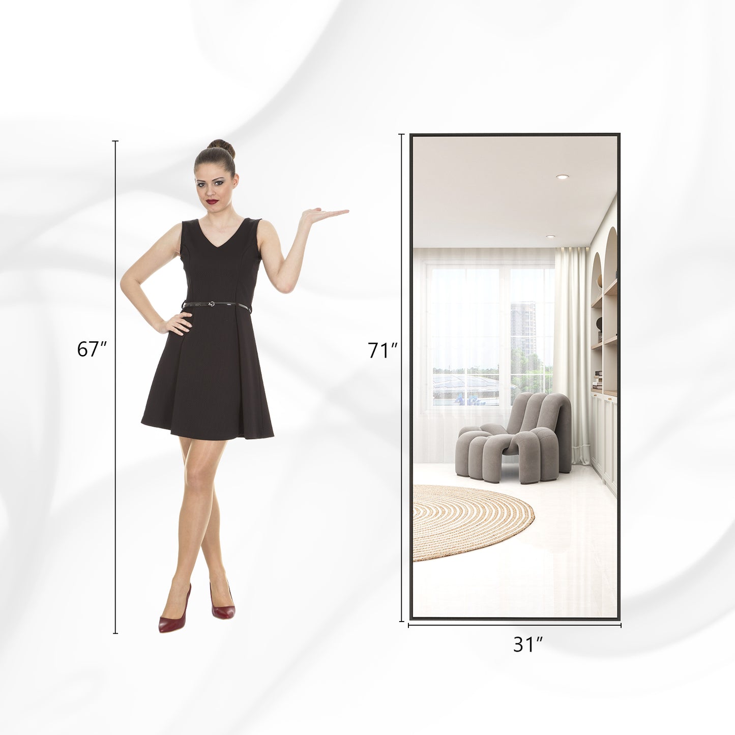 Large Full Length Mirror Rectangle Standing Mirror Wall Mirror