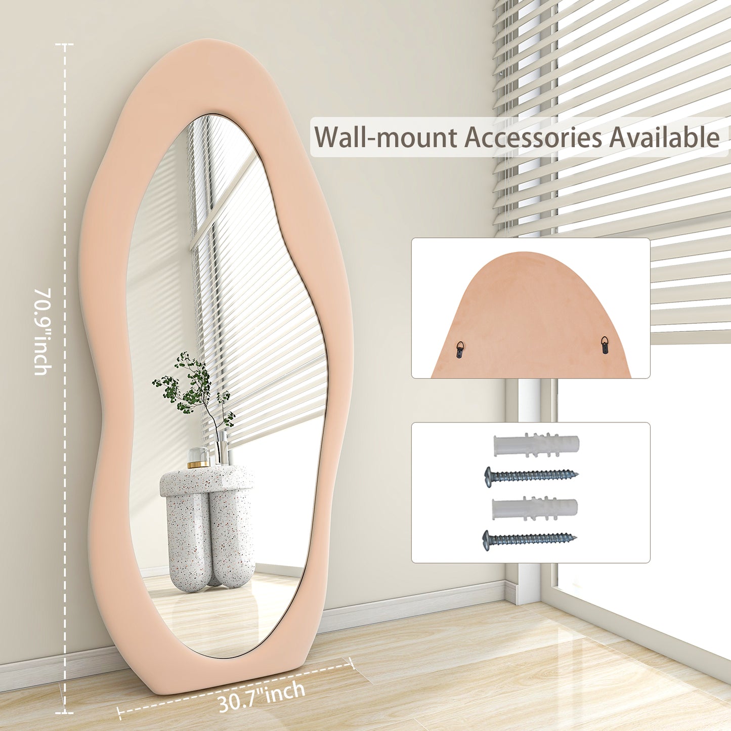 30x71 Irregular Full Length Mirror Stylish Decorative Mirrors