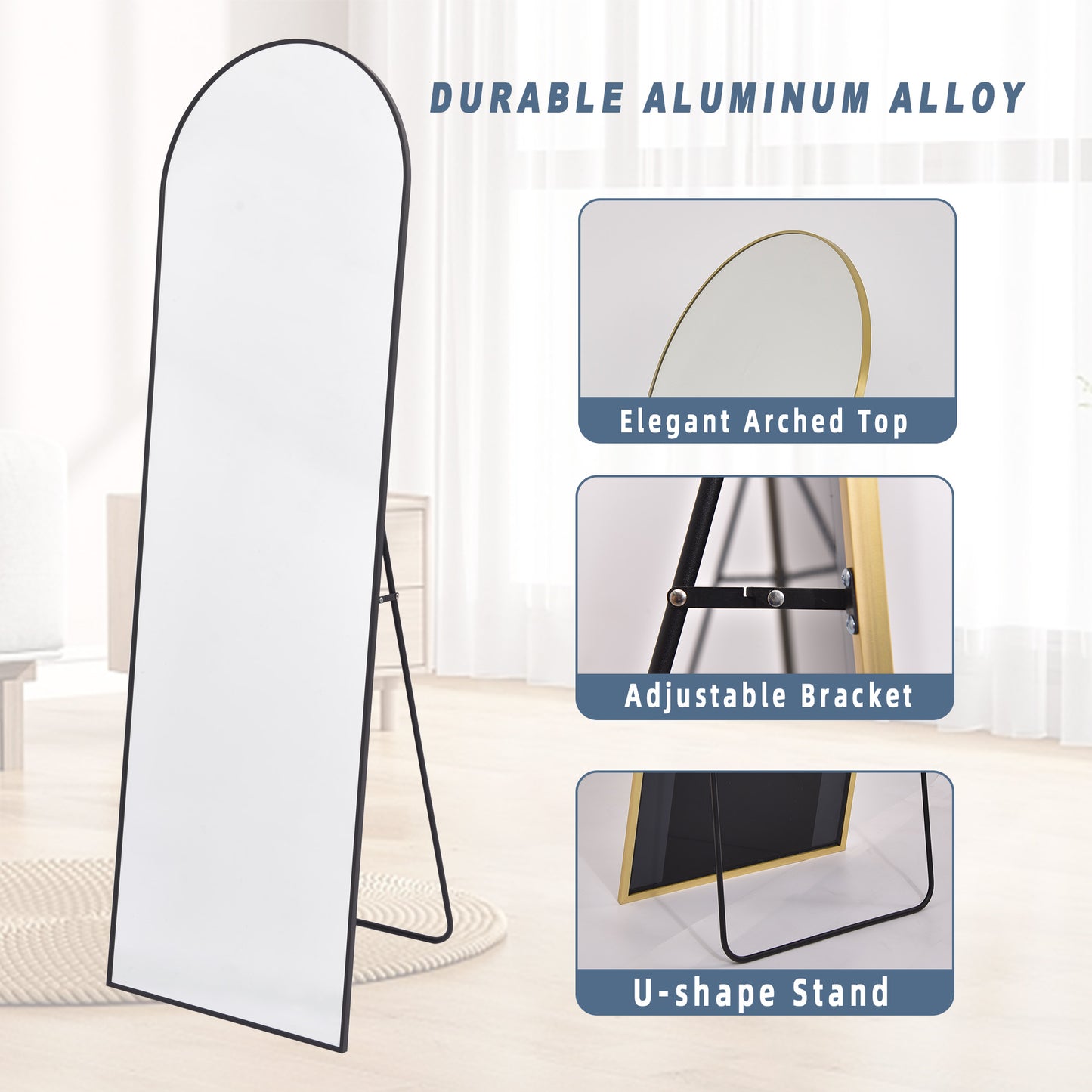 Arched Wall Mounted Full Length Mirror Large Standing Mirror