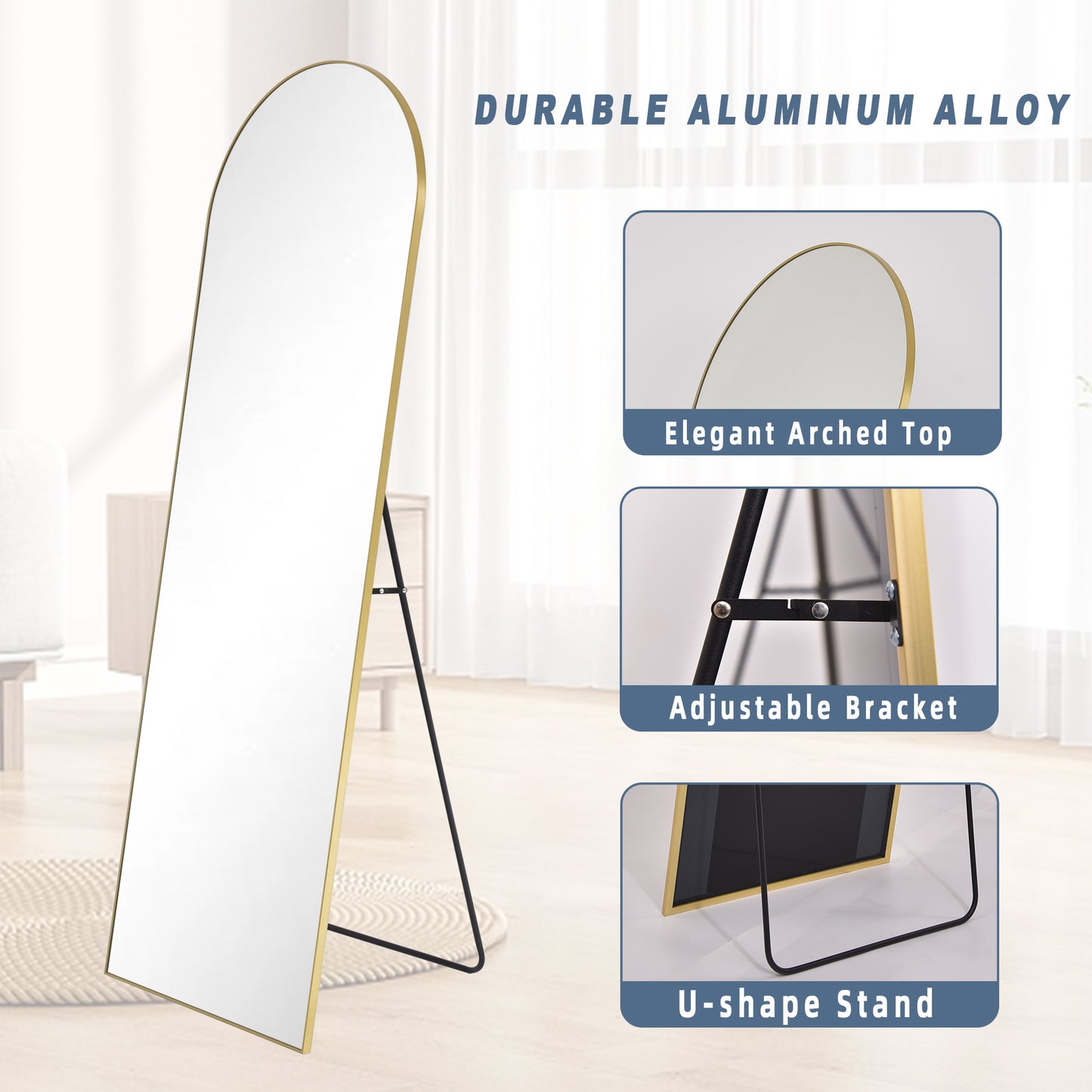 Arched Wall Mounted Full Length Mirror Large Standing Mirror