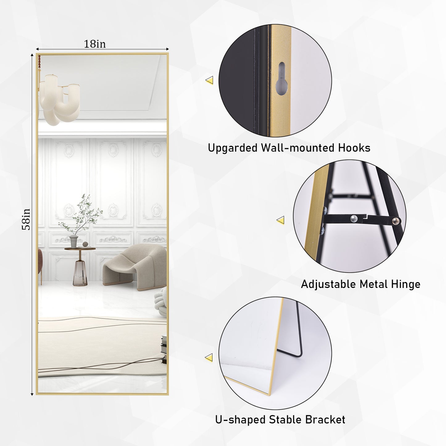 Large Full Length Mirror Rectangle Standing Mirror Wall Mirror